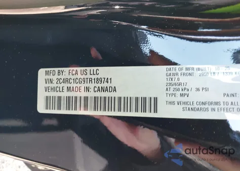 2026 Chrysler Voyager Lx из США, поврежденный, VIN 2C4RC1CG9TR189741